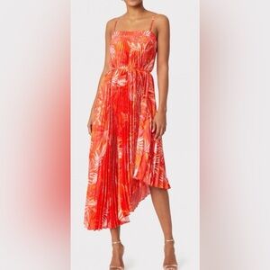 ‼️RARE‼️MILLY🎸🔥NWT🔥IRENE Asymmetrical Tropical Palm-Print Dress— Size 6